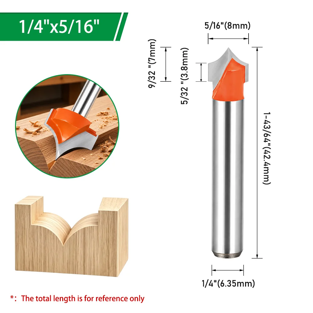LAVIE Fräser mit 1/4"-Schaft, spitz zulaufend, für Holzreliefschnitzereien, dekorative Linien und die Bearbeitung von konkaven Bogenprofilen – Detail 9