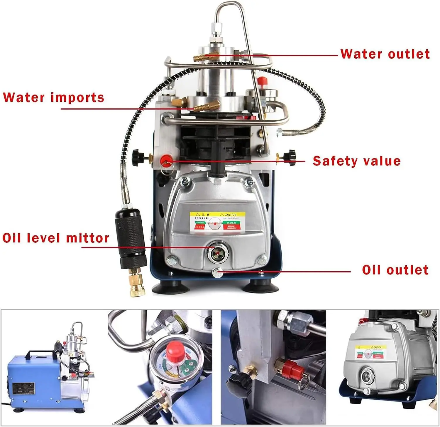 High Pressure Air Compressor Pump,Adjustable Control with Auto-Stop 110V 30Mpa Electric Air Pump Air Rifle PCP 4500PSI