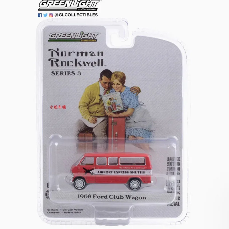 

Литая под давлением масштаб Greenlight 1:64 1968, клубный фургон, имитационная модель из сплава, статическая коллекция, украшенная праздничная игрушка, сувенир, подарок