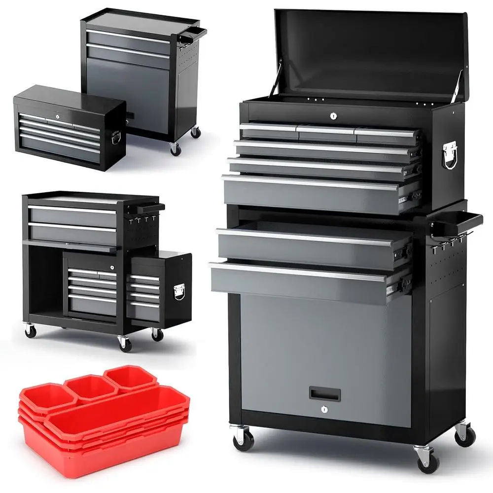 

42 Inch Rolling Tool Chest with Detachable Top and Storage Features