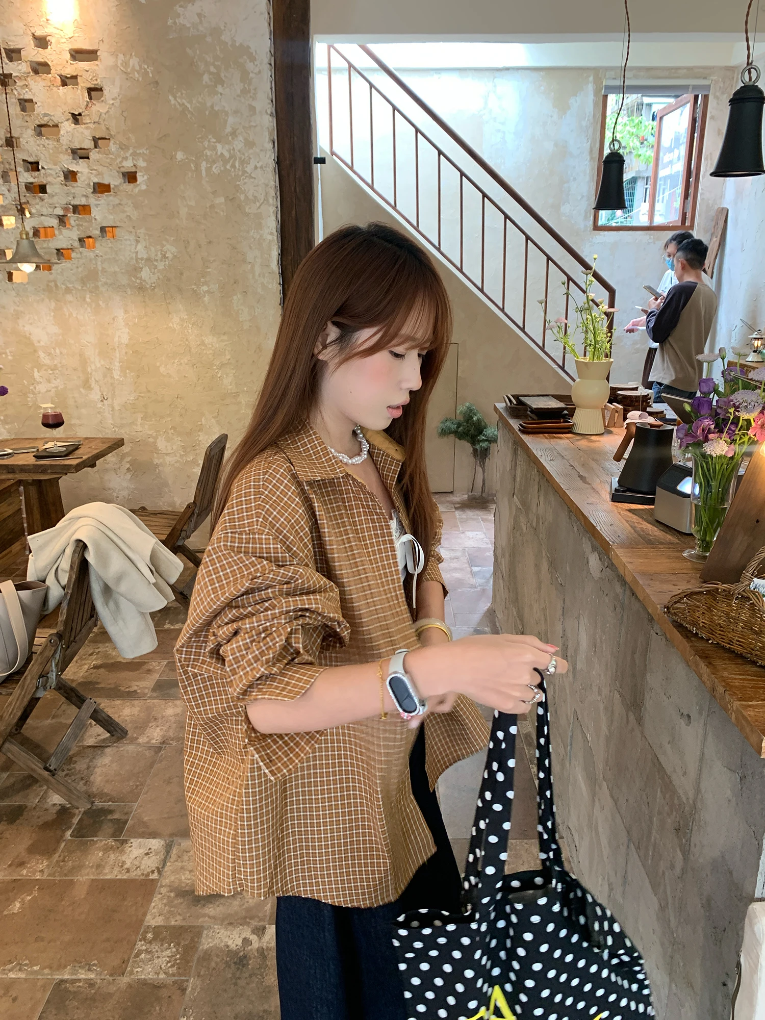 

Рубашка Pepe Home в корейском стиле, женская, в клетку, свободного кроя, с длинным рукавом, для весны и лета, повседневная, с защитой от солнца, как верхняя одежда