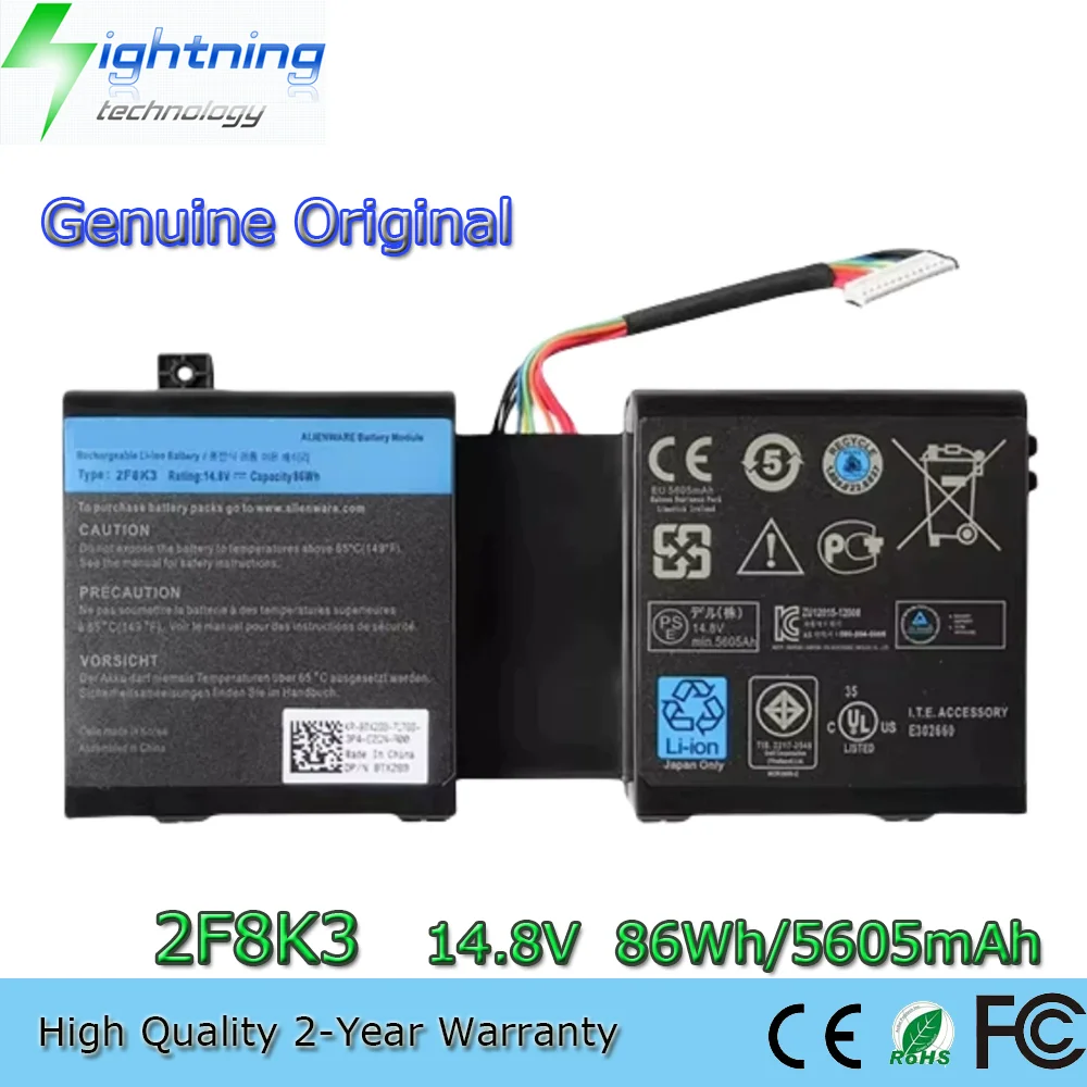 

Genuine Laptop Battery 2F8K3 for Dell Alienware 17 R1 R3 17X M17X R5 18X M18X Series New