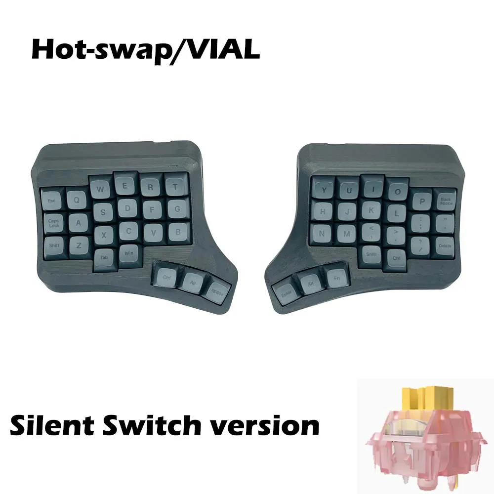 Teclado mecânico de ergonomia curvada dividida VELVET Hot-swap 2.4G sem fio VIAL programável
