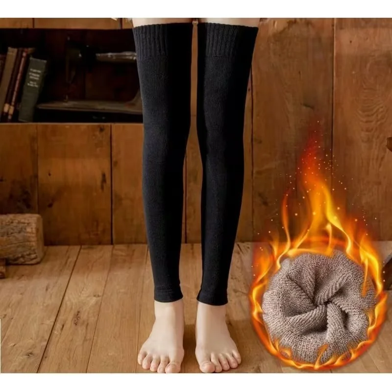1-20Pairs Over Knee Fleece Lined Thermal Leg Warmers for Women Thick Terry Loop Knee Protector Winter Home Outdoor Sports Cozy