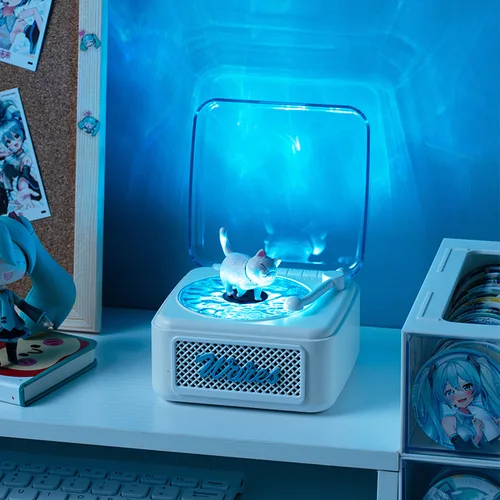 Imagen 2 del producto Altavoz Bluetooth retro KW05 Tinghai, mini subwoofer de luz ambiental estéreo inalámbrico, reproductor de discos de vinilo con ruido blanco incorporado