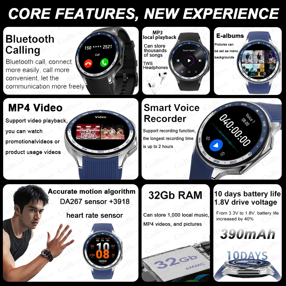 OPPO-reloj inteligente para hombre, pulsera con pantalla de visualización de 1,43 pulgadas, visión envolvente 3D, monitoreo de salud, llamada Bluetooth