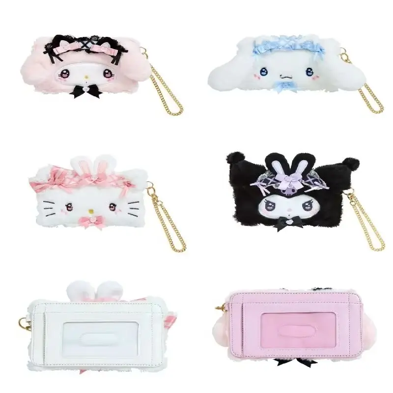 

My Melody Girl Coin Purse Female Hankyodon Cinnamoroll PU Wallet Keychains Hello Kitty Card Bag Kuromi Woman Clutch Pouch
