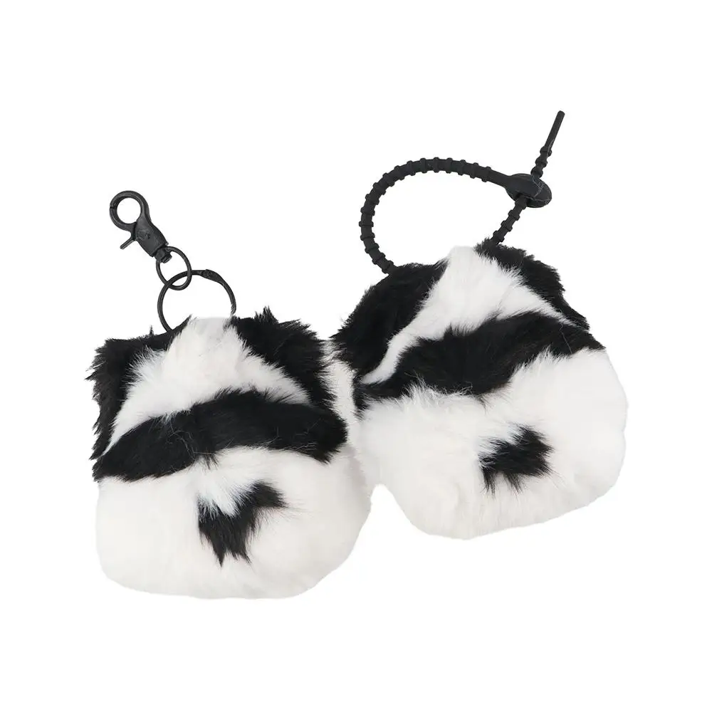 เลียนแบบ Mink Fur Panda ของเล่น Key แหวนน่ารักซิลิโคนหัวเข็มขัดตุ๊กตา Plush จี้โลหะกระเป๋าเครื่องประดับพวงกุญแจสัตว์ของขวัญ