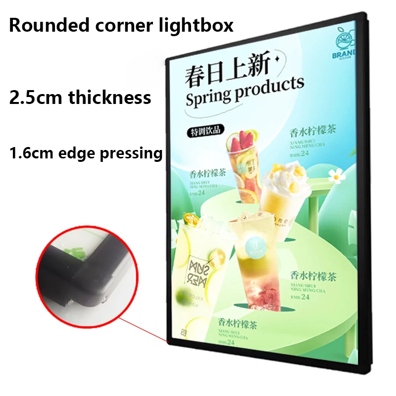 Slim Snap Frame LED Light Box Illuminated Poster Display LED Backlit Menu Board For Restaurant Cafe Shops Wall Mounted Billboard