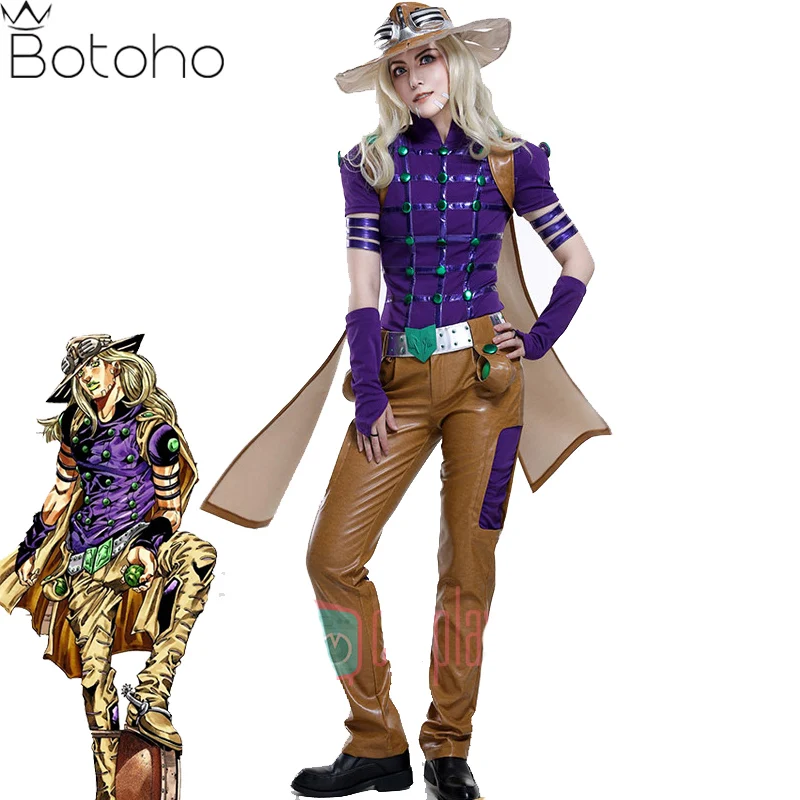 Steel Ball Run Gyro Zeppeli Cosplay JoJo‘s Bizarre Adventure Cosplay Costume Unisex Leather Cloak Cape Uniform Halloween Clothes