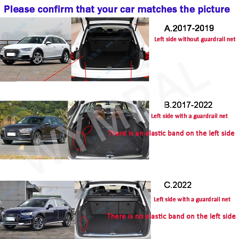 

Для Audi A4 B9 2024 2023 2022 2021 2020 2019 2018 2017 коврик в багажник автомобиля коврик для багажника ковер аксессуары для интерьера чехол