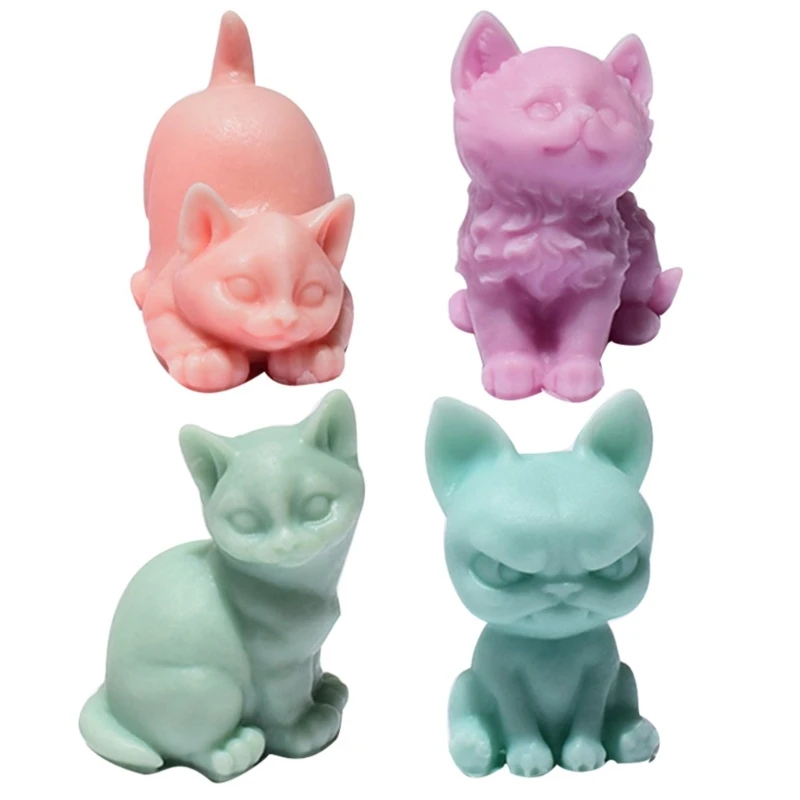 Set of 6 Silicone Figurine Mold Making Moulds Craft Moulds Cats Ornament Moulds Silicone Texture for Candle