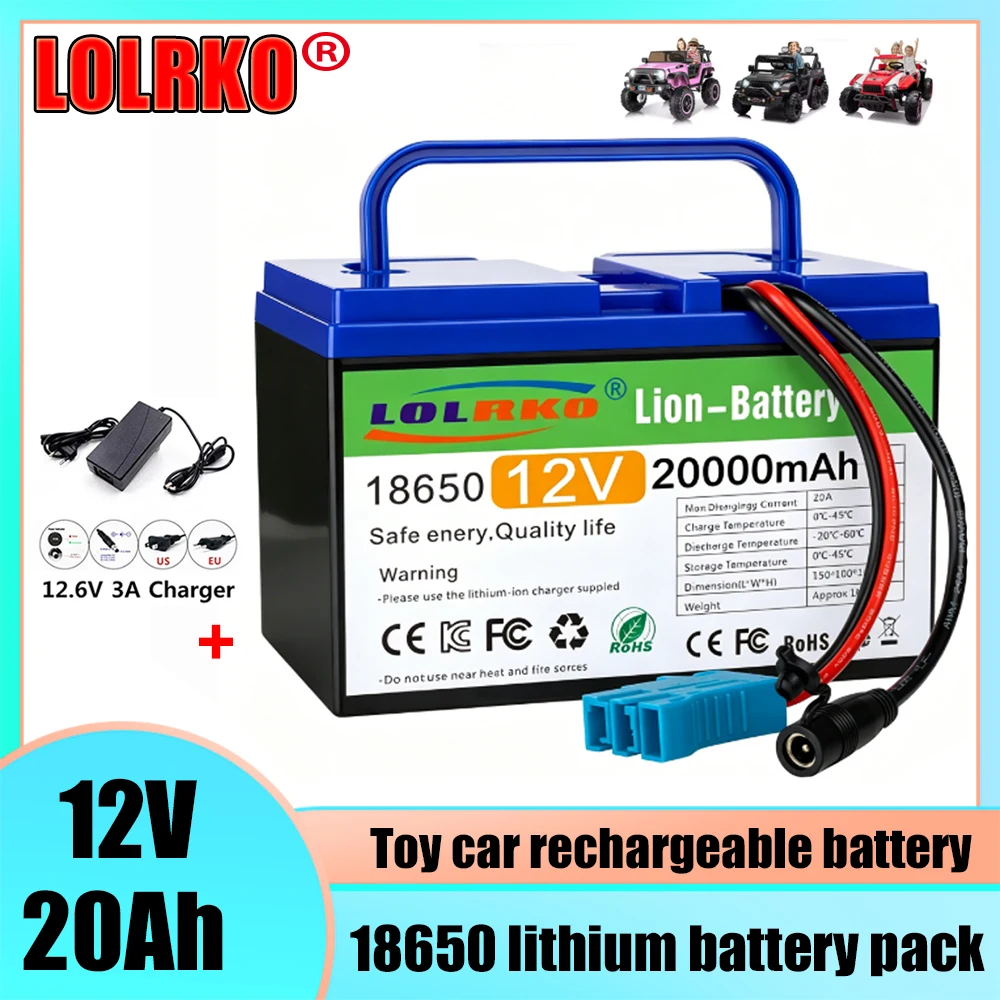

12V 12Ah Lithium-ion Battery for Peg-Perego Tractor & John Deere Gator XUV, Battery for Kids Ride-on Toys & Cars & Power Wheels