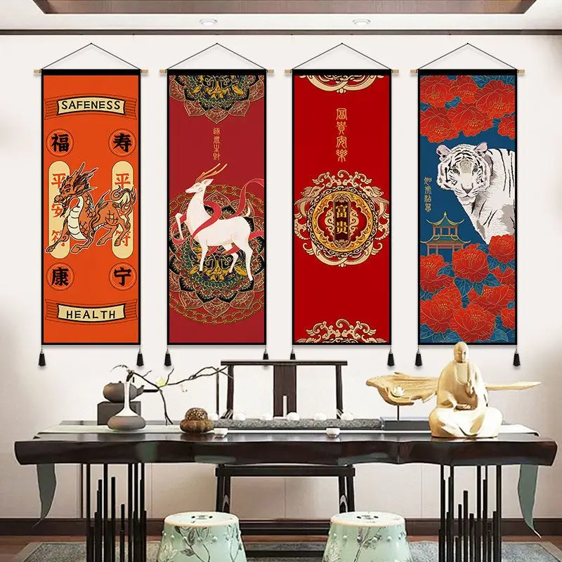 Creative New China Style Cloth Art Hanging Painting Hanging Cloth Living Room Carpet Background Wall Decoration Painting LF348