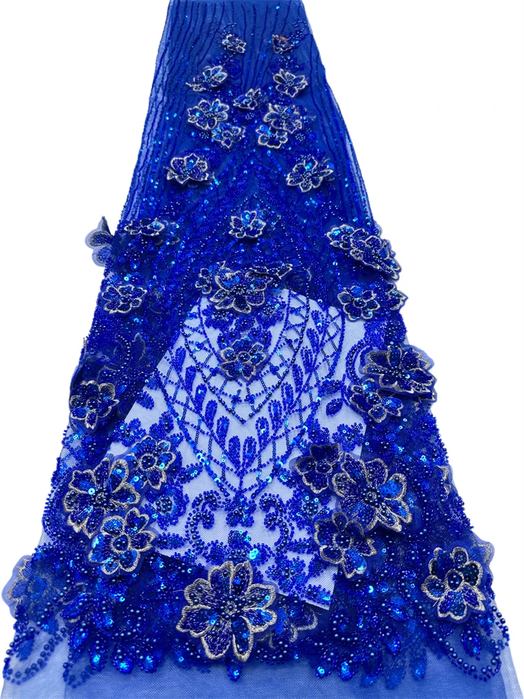

Luxury African Groom Handmade Beaded Lace Fabric 3D Lace 2026 High Quality French Sequins Tulle For Wedding Party Dress Sewing