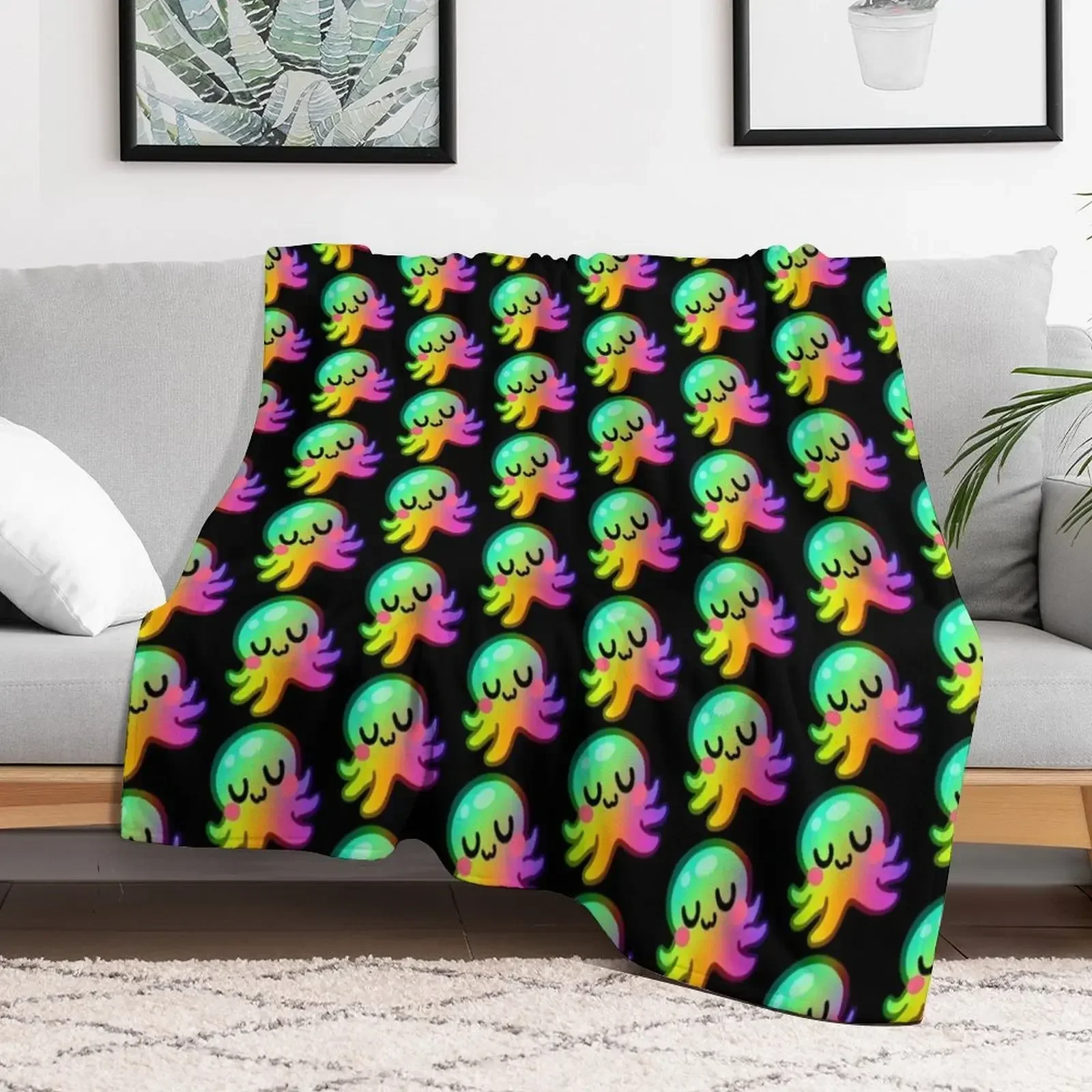 Rainbow Kraken UwU Throw Blanket Soft Baby Blankets