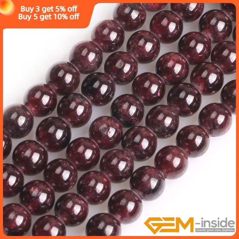 Natural Dark Red Garnet 1.5mm-2mm Big Hole Bead For Jewelry Making Strand 15 inch DIY Bracelet Necklace Jewelry Loose Beads