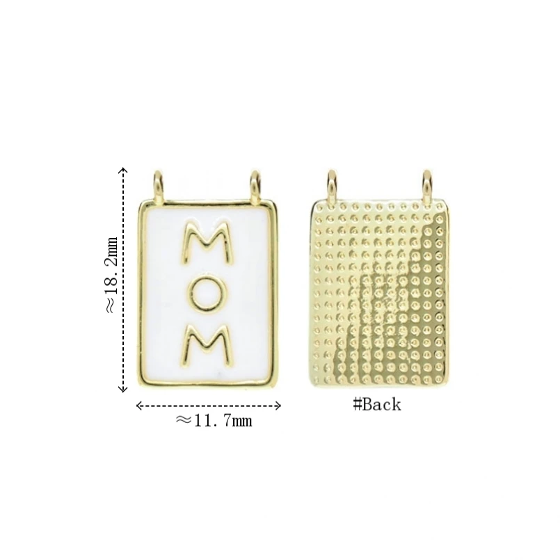 

2Pcs Gold Color Pendant Charms White Enamel Letter Square Rectangle Copper Approx 11.7x18.2mm Jewelry Special Gift For Women