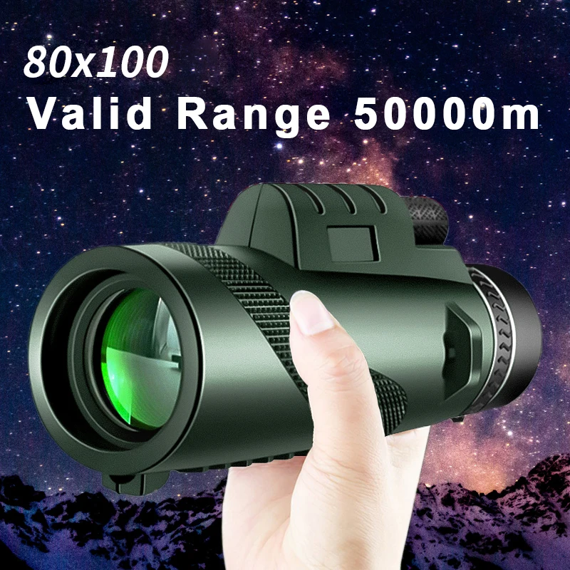 80x100 HD ZOOM potężny monokularowy teleskop przenośna lornetka teleskop dalekiego zasięgu polowanie Camping ze statywem klips do telefonu