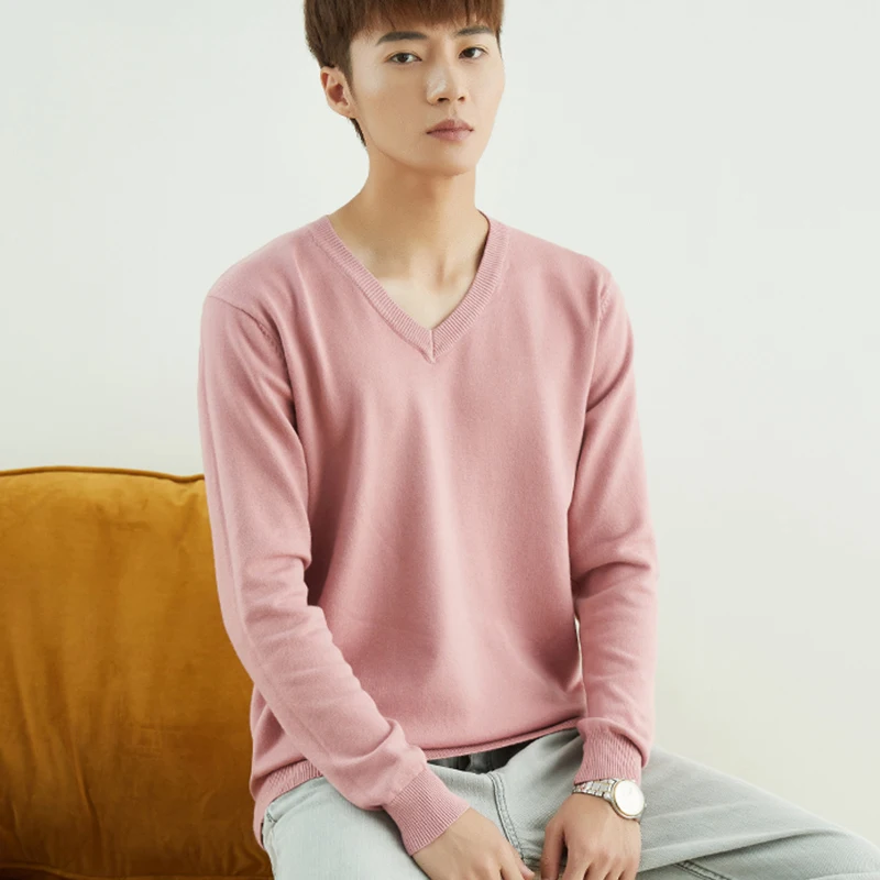 

Мужской свободный вязаный свитер с длинным рукавом и круглым вырезом, теплый базовый слой, модный осенний стиль, удобный для повседневной носки и делового стиля