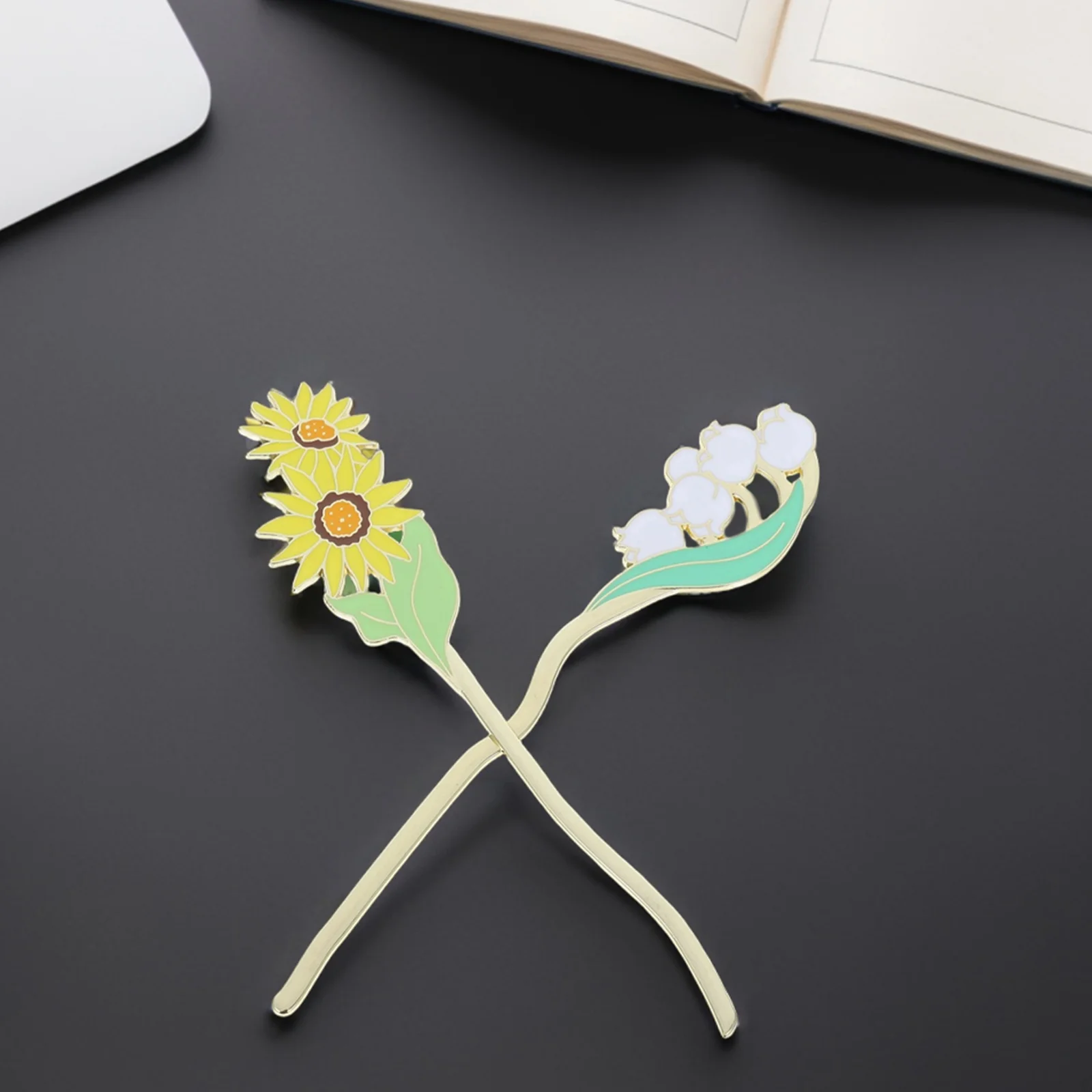 

2 Pcs Flower Bookmark Bookmarks for Lovers Accessories Reading Metal Fancy Cute