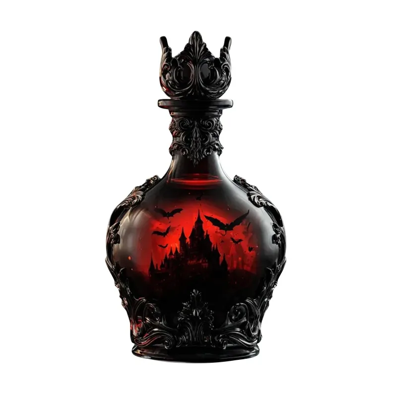 

Gothic Alchemy Whiskey Decanter Set - Halloween Potion-Style Glass Bottle for Witch's Apothecary, Bar Decor, Collector's Display