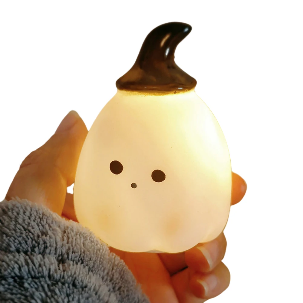 Halloween led bonito lâmpada led grau alimentício silicone bonito abóbora/fantasma berçário lâmpada a pilhas mesa de escritório e decoração do dia das bruxas