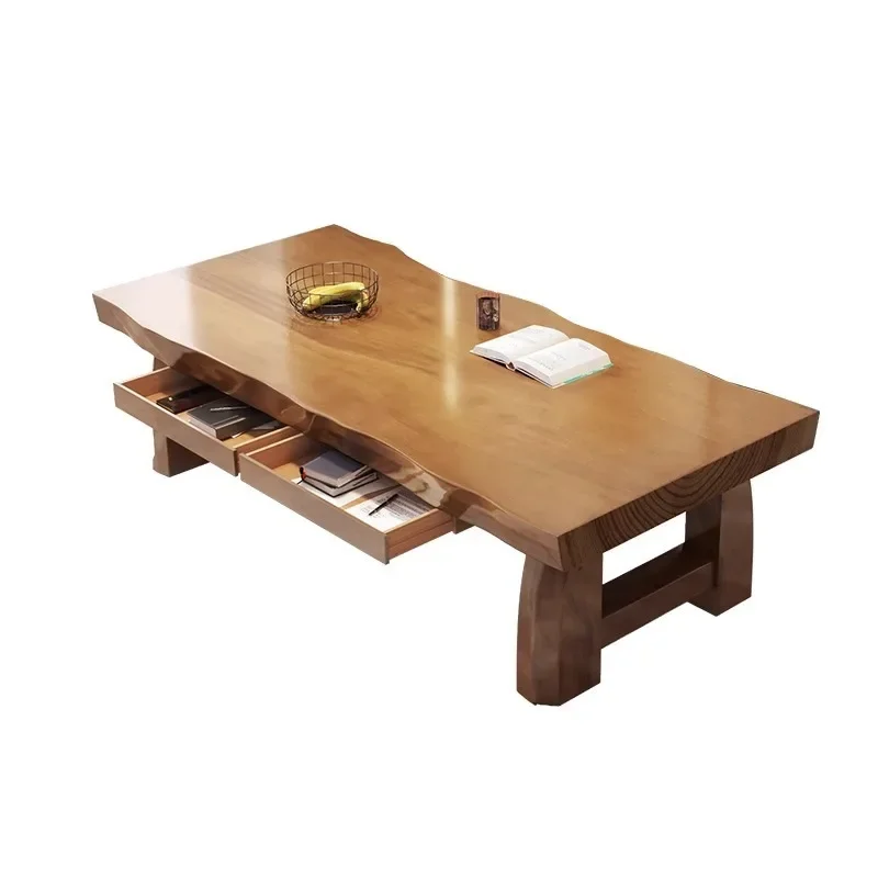 

Solid wood coffee table dining table dual-purpose 60 tea table household log small apartment large board tea eating simple