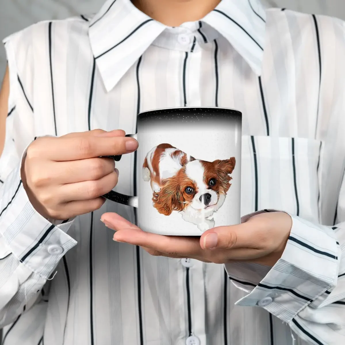 Cavalier King Charles Spaniel Looking Up Mug Funny Ceramic Coffee Cups Tea Mugs Milk Cup Drinkware Gift for Friends