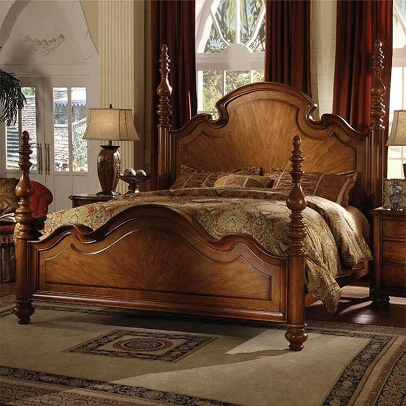 

Nordic Unique Retro Bed House Brown Designs Modern King Size Bed Bedroom Double Headboards Camas De Dormitorio Home Furniture