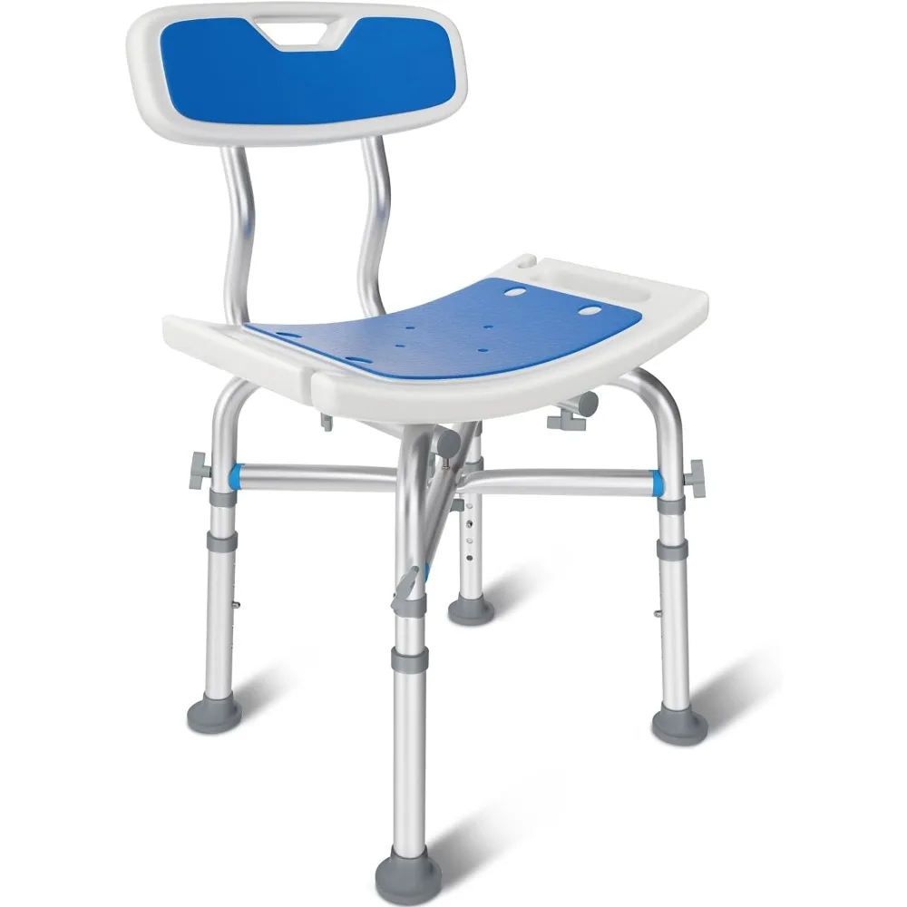 

Heavy Duty Shower Chair with Back 550lb, Height Adjustable Bath Seat with EVA Pad, Anti-Slip Shower Bench Bathtub Stool