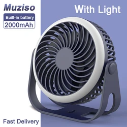 Muzinstants-Mini ventilateur de bureau avec lampe, batterie intégrée, aste, USB, portable, équipement de camping, mural, petits ventilateurs électriques