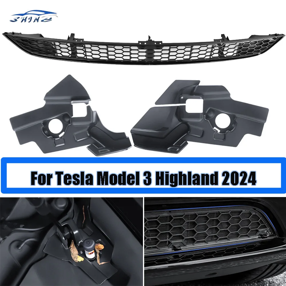 

Front Grill Mesh Grille Grid Inserts & Hood Water Barrier Box For Tesla Model 3 Highland 2024,Air Inlet Vent Grille Cover