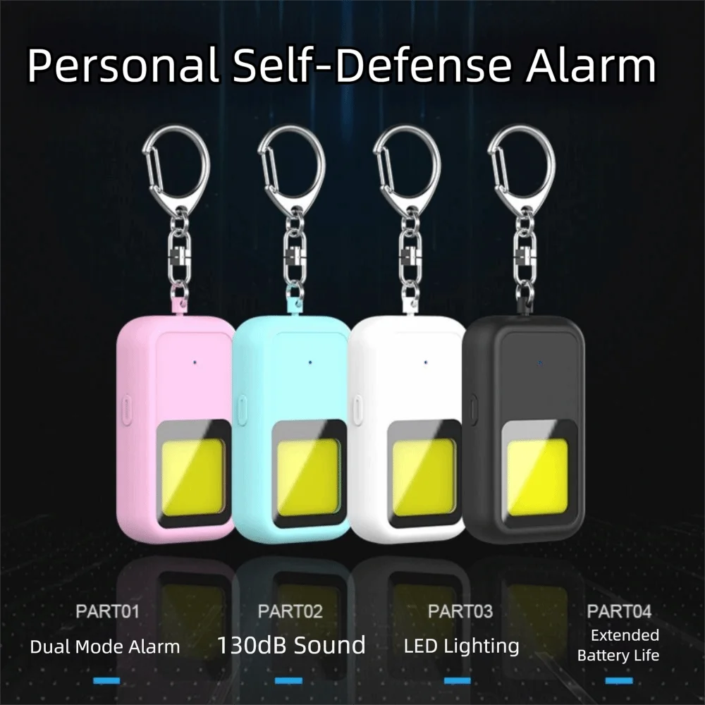 

130 DB Safe Sound Personal Alarm Low Battery Notice 2 Modes Alarm Self Defence Alarm Keychain with Hanging Hook LED Strobe Light