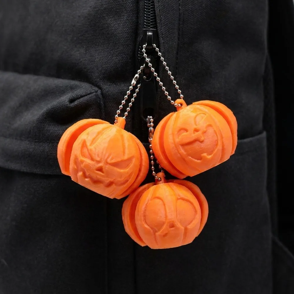 Novelty Halloween Pumpkin Keychain Gothic Style Click Sound Skull Fidget Clicker Keychain 3D Printed Mechanical Click