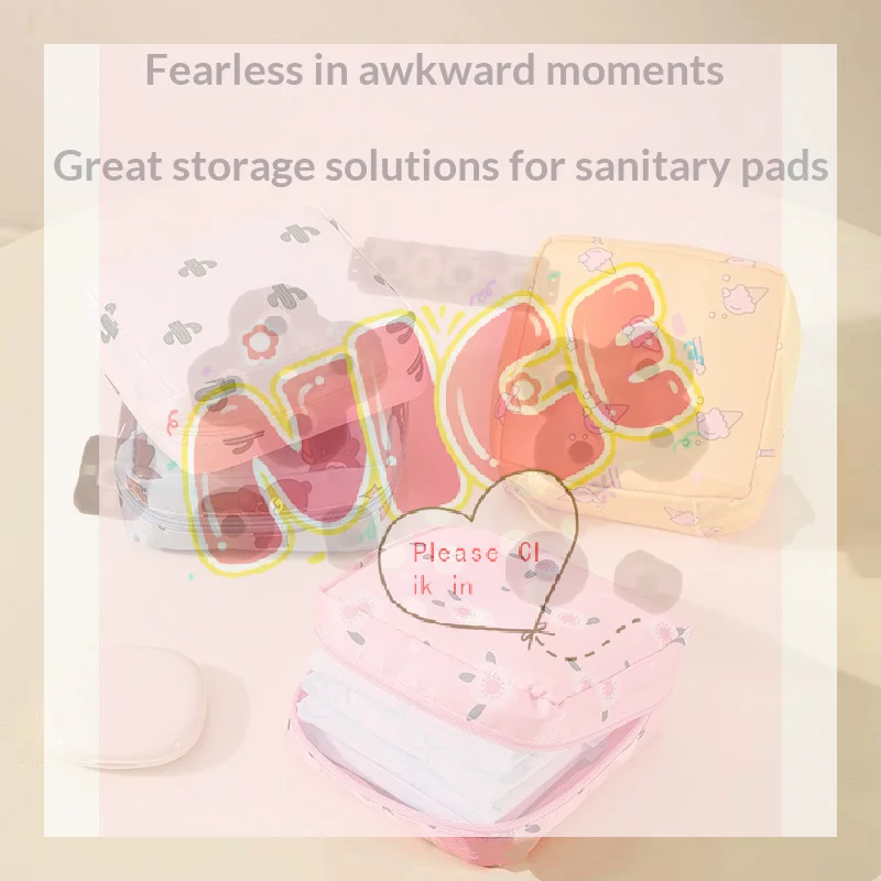 【BA】Women Sanitary Napkin Tampon Storage Bag Portable Waterproof Organizer Pouch Cartoon Pattern Sanitary Napkin Bag