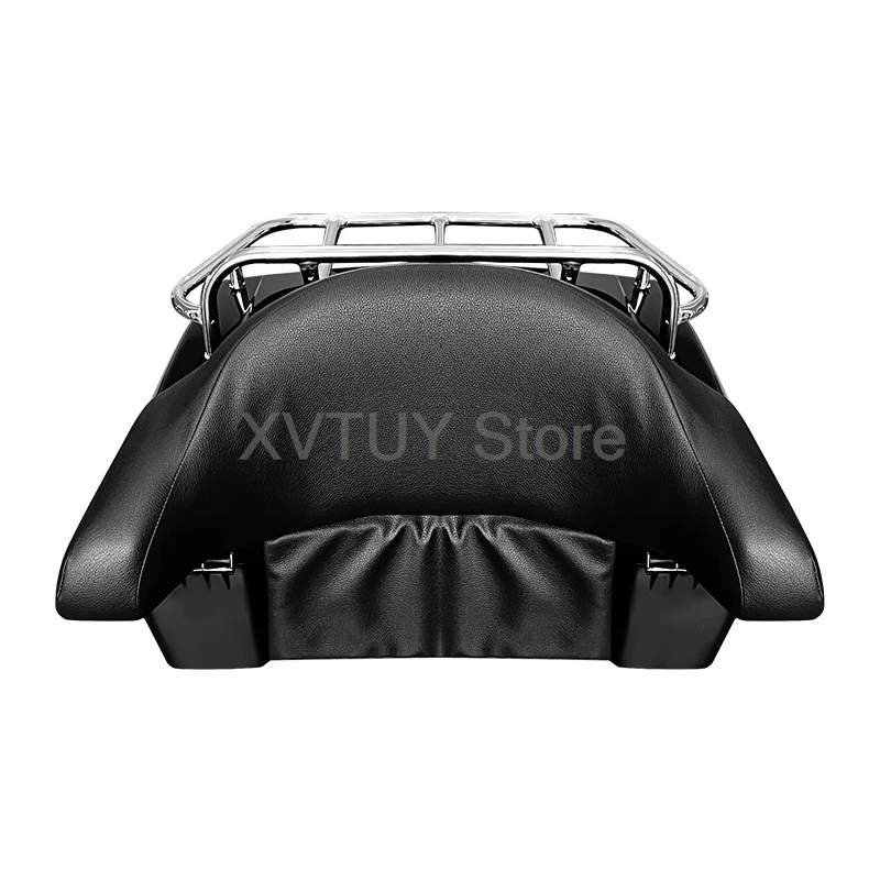 48L Motorcycle Trunk Helmet Box Rear Tail Storage Box Universal Top Luggage Tool Cases with Backrest Pad for Scooter Motorbike