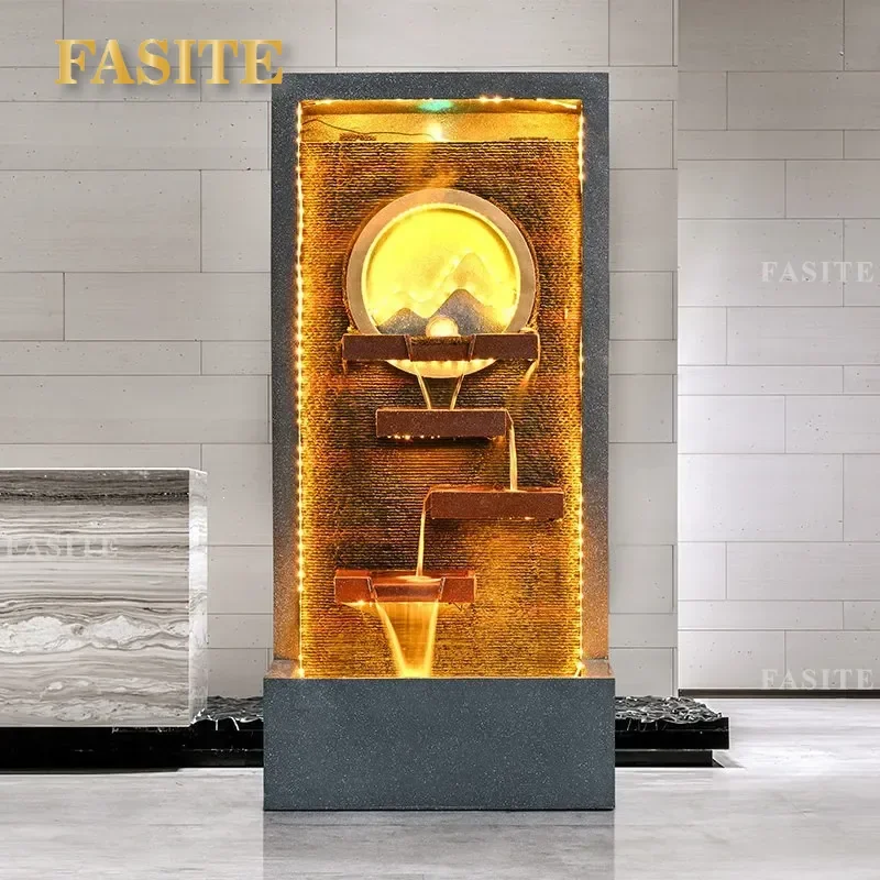 Modern Indoor Waterfall Room Divider Floor Fountain with Rockery Feature for Living Room Office Lobby Home Decor Landscape