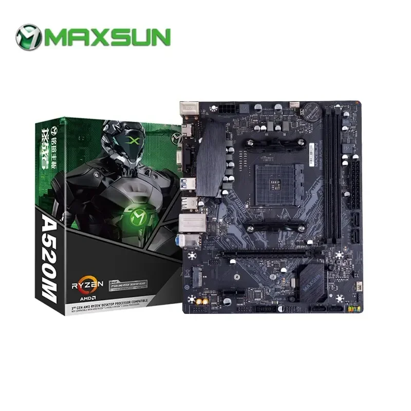 

MAXSUN Motherboard AMD A520M DDR4 M.2 USB3.2 STAT3.0 Desktop Computer Components Support Ryzen R3 R5 AM4 CPU 4650 5600G 5700X