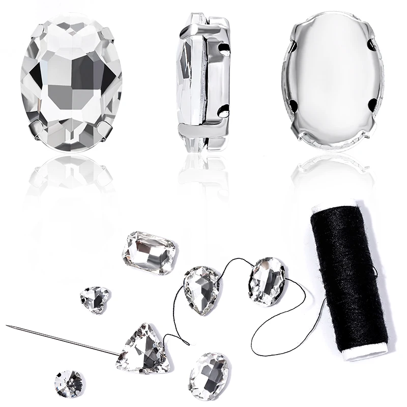 Sliver Claw Bulk Rhinestones Setting Shape Mix Clear Jelly Candy AB Glass Crystal Sew On Rhinestone Wedding Dress Shoes Bags DIY