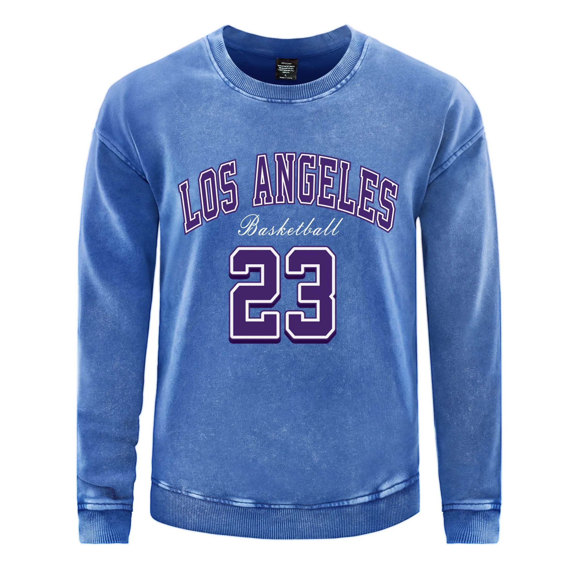 Los Angeles Basketball 23 Washed Pullovers Men Harajuku Cotton Sweatshirt Fashion Casual Sportswear Loose Couple Clothes