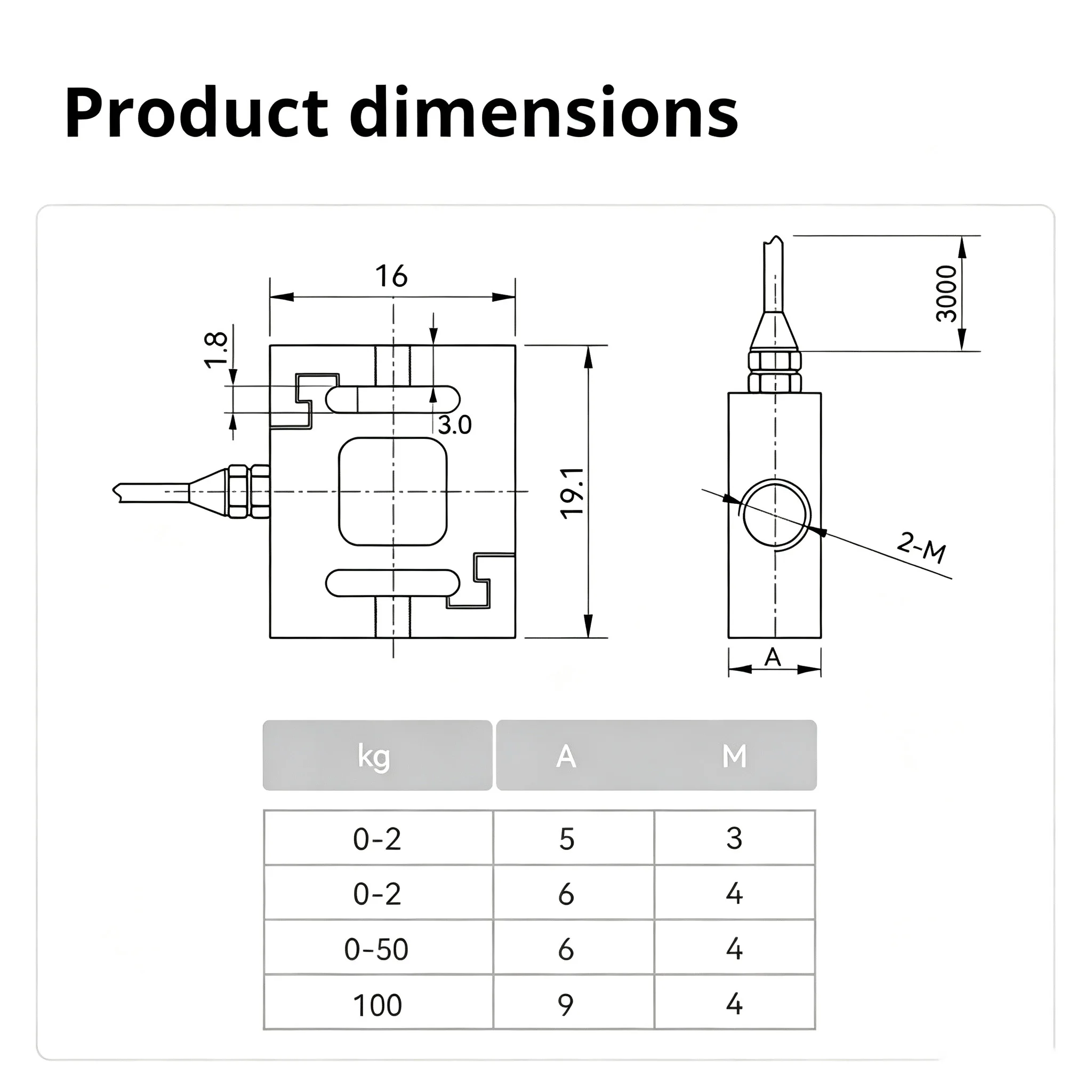 Miniature S Type Load Cell 0.05kg-10kg Micro Tension Compression Force Sensor for Material Testing