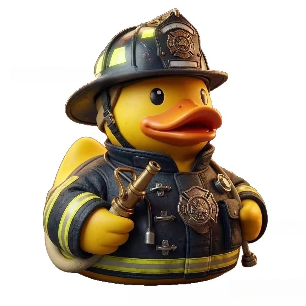 Cute Firefighter Duck Figurine Hero Resin Statue Home Tabletop Decorative Ornament Creative Desktop Craft Decoration Gift