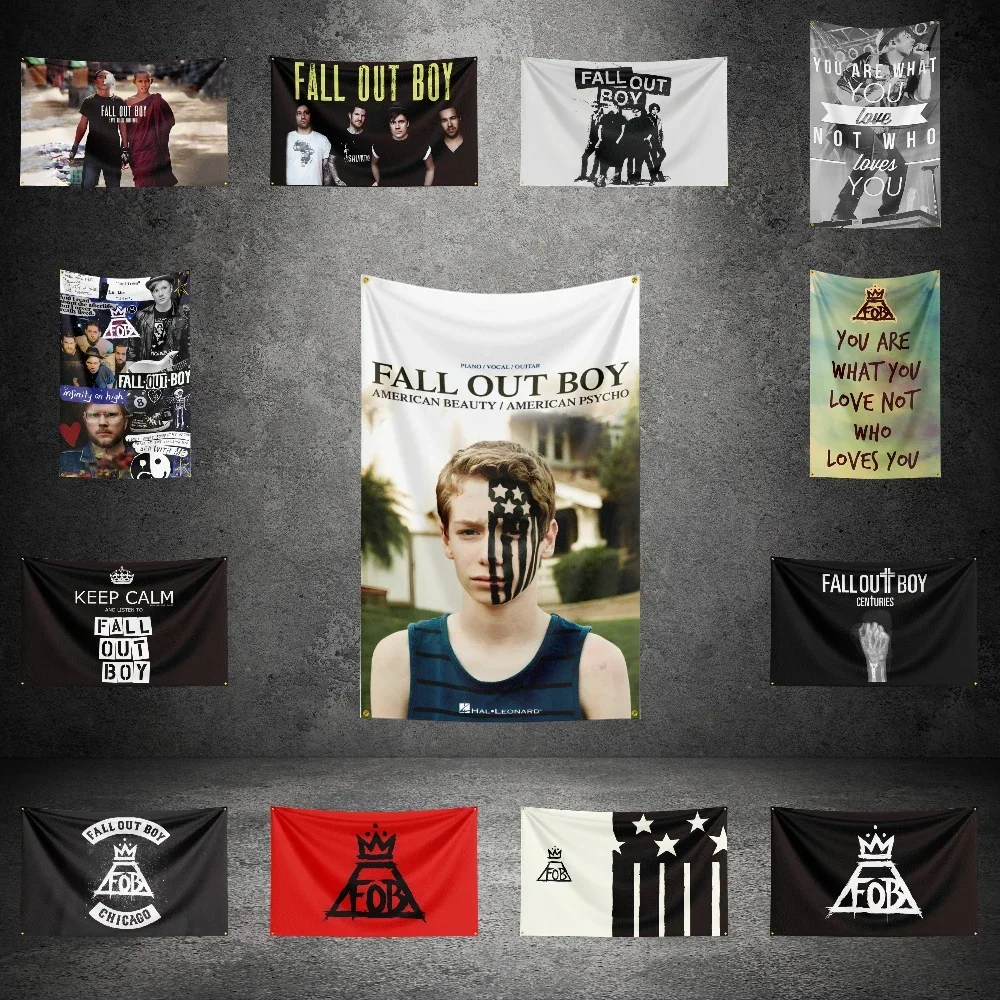 Fall Out Boy Musikband-Flagge, individuelle Flaggen, Wandbehang, Wandteppich, für den Außenbereich, Garage, Raumdekoration, Flaggen-Hintergrunddecke