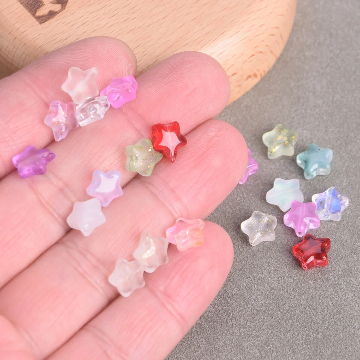 20PCS Small Star Shape 8mm Loose Glass Beads For Jewelry Making DIY Crafts Findings