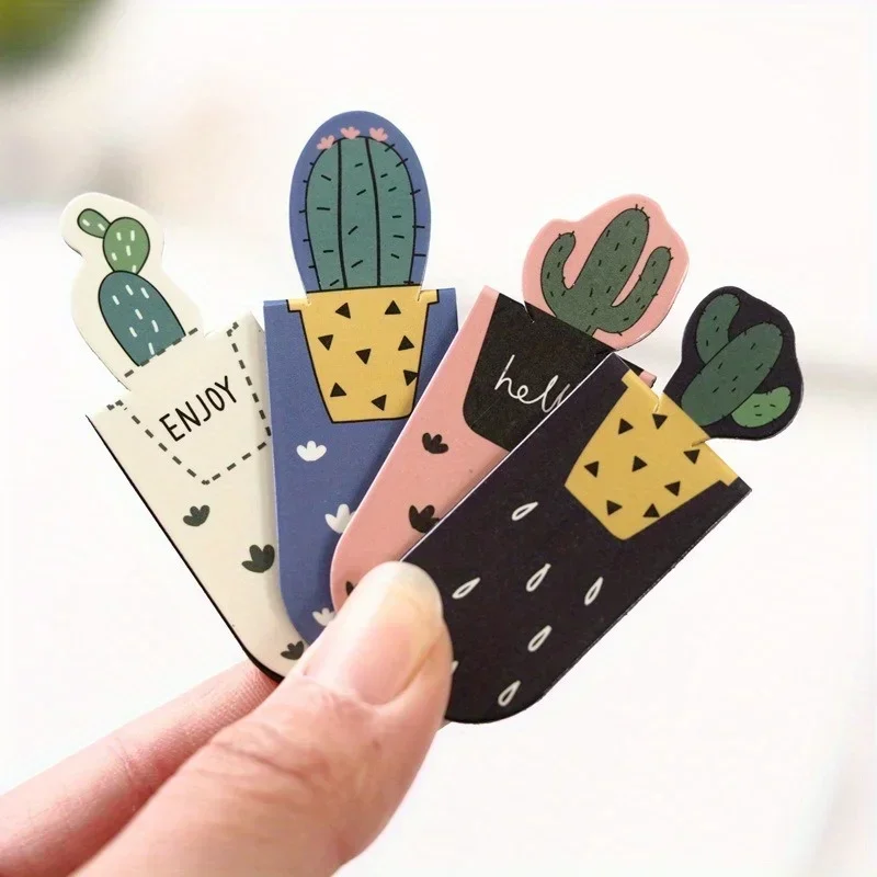 3pcs cactus design magnetic bookmark, cute plant page markers, suitable for books and office stationery