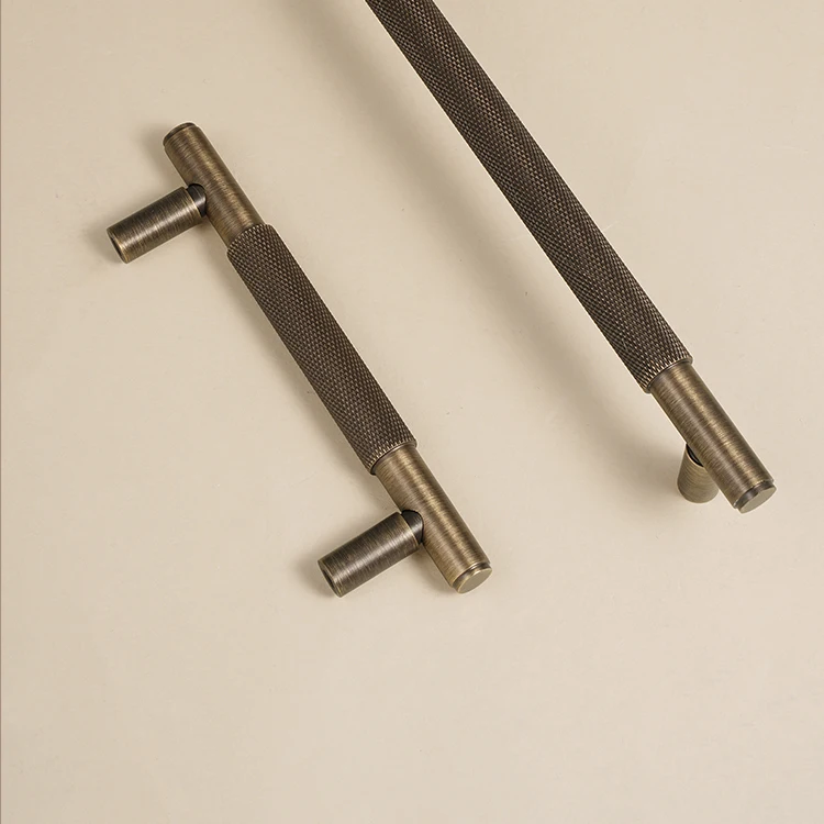 Dooroom Möbelgriffe aus massivem Messing, Kreuzrändelung, Schrank, Kleiderschrank, Kommode, Schuhschublade, Schrankknöpfe, T-Bar-Hardware-Griff – Detail 16