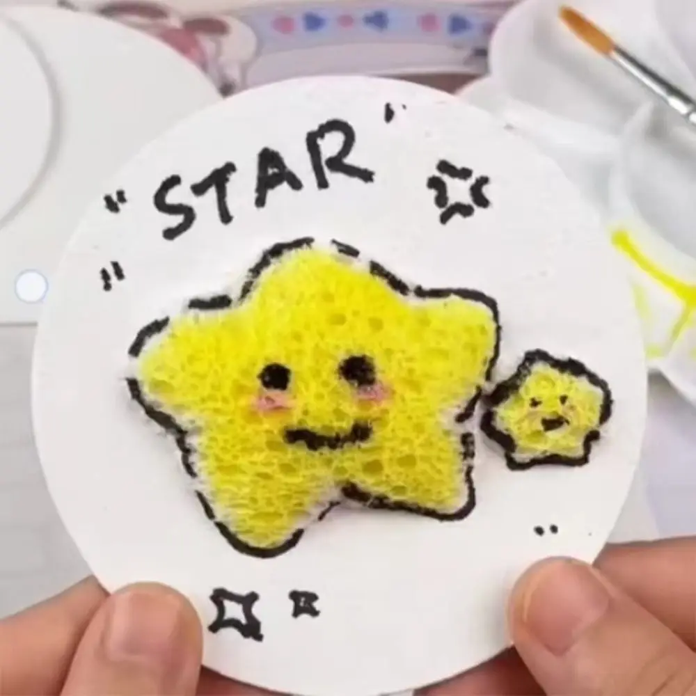 10Pcs Puffy Texture Foam Texture Painting Paper Educational Round Shape Drawing Sponge Paper Handmande School Activities