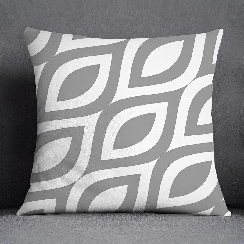 

Gray White Cushion Cover Geometric Sofa Pillowcase Home Bedroom Decor