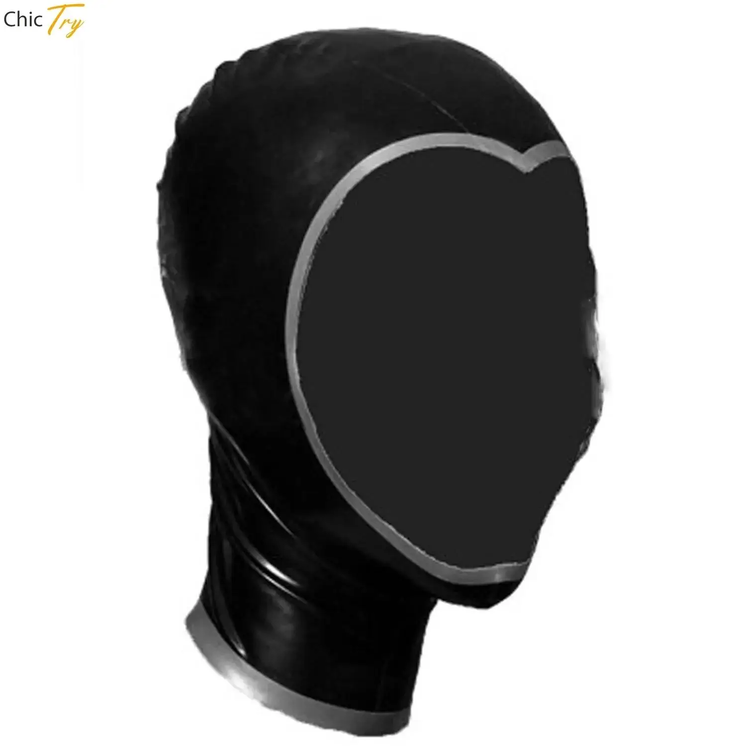 

Adult Unisex Latex Hood Headcover Open Face Mask Head Cover Mask for Club Wear Couple Cosplay Role Play Game Nightclub Mask
